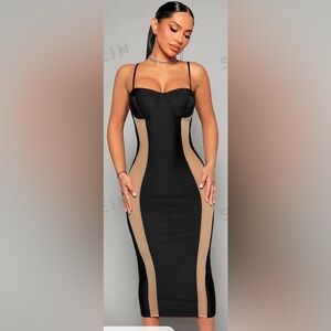 Bodycon corset dress with mesh sides